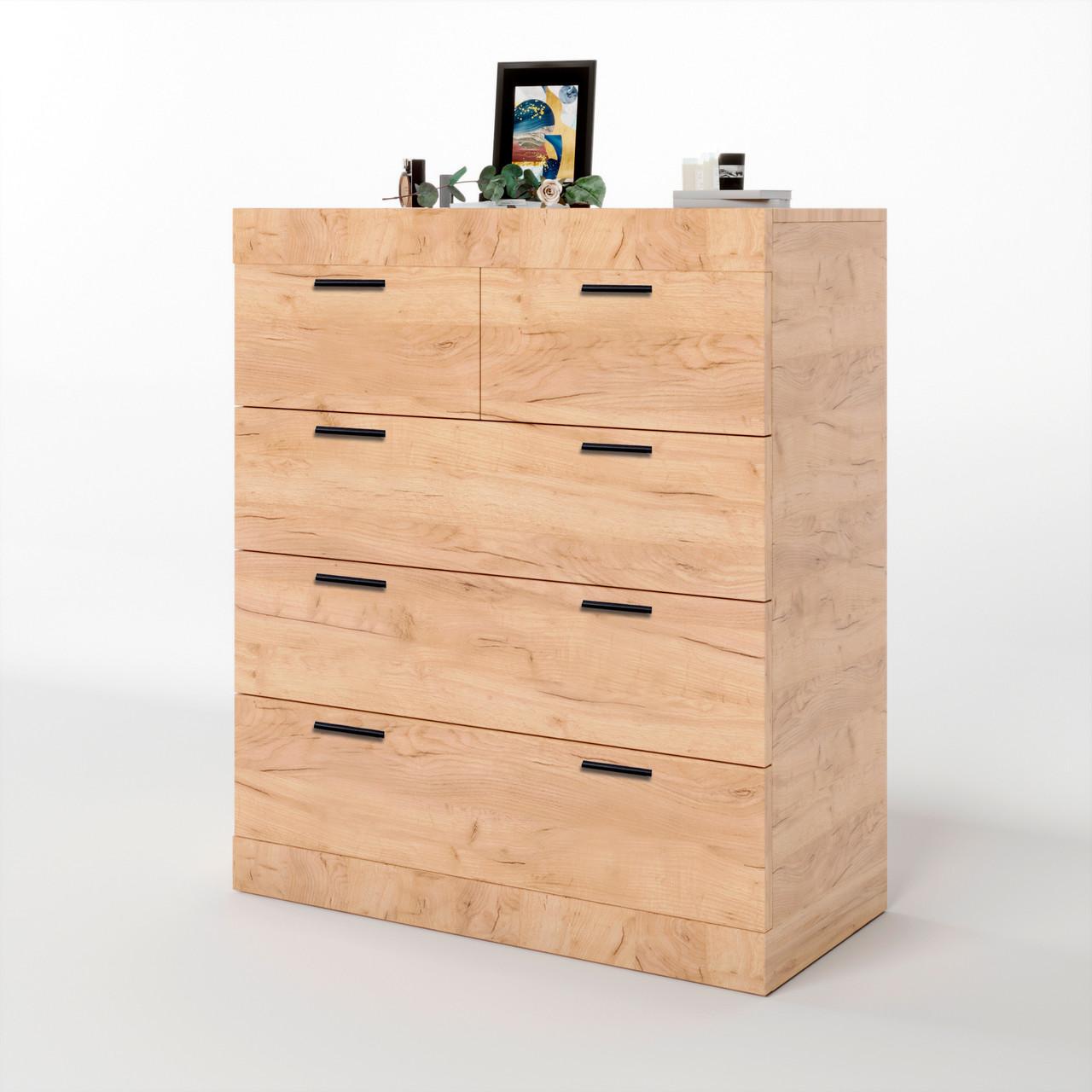 Комод Эверест Соната-3 на 5 ящиков 80х38х94 см Дуб крафт золотой (EVR-2698)