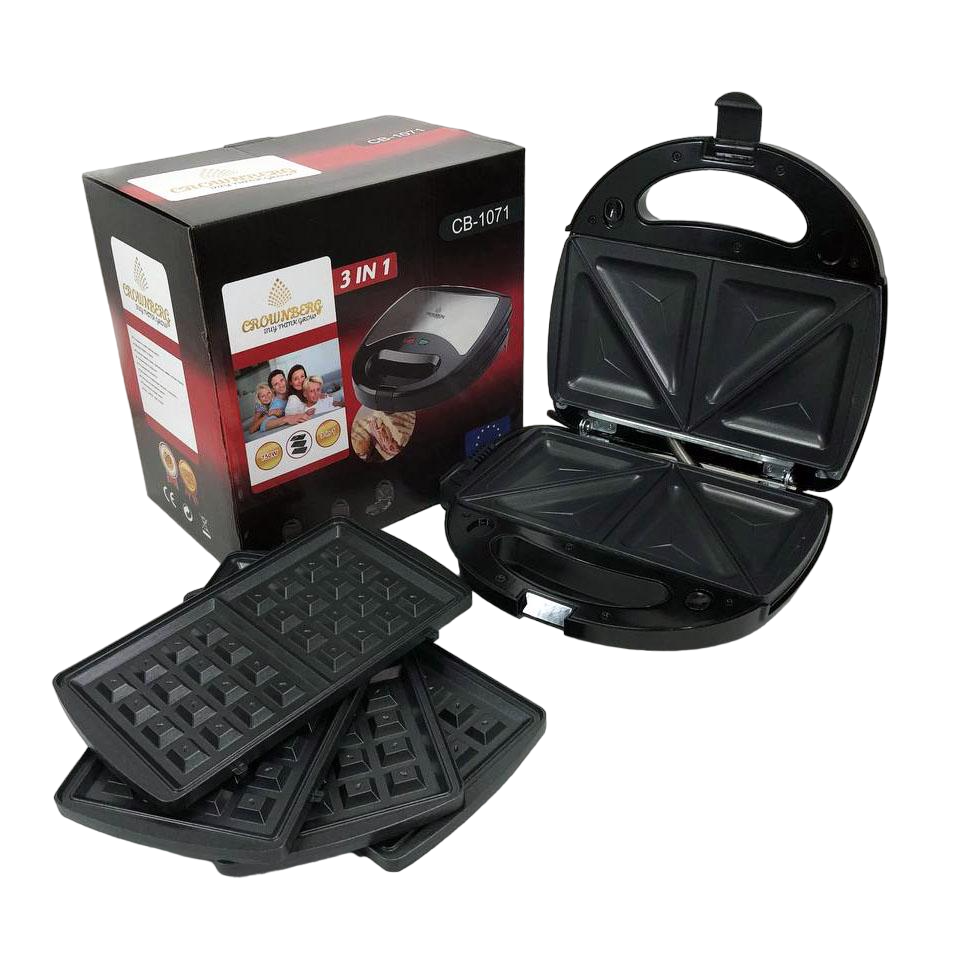 Бутербродница Crownberg Cb-1071 750 Вт 3в1 (ws57459) Бутербродница Crownberg Cb-1071 750 Вт 3в1 (ws57459)