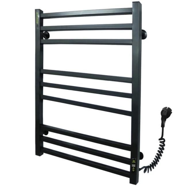 Полотенцесушитель электрический KOSSER Лесенка Велди ER с таймером нержавеющая сталь 9 секций 800х500 мм Черный