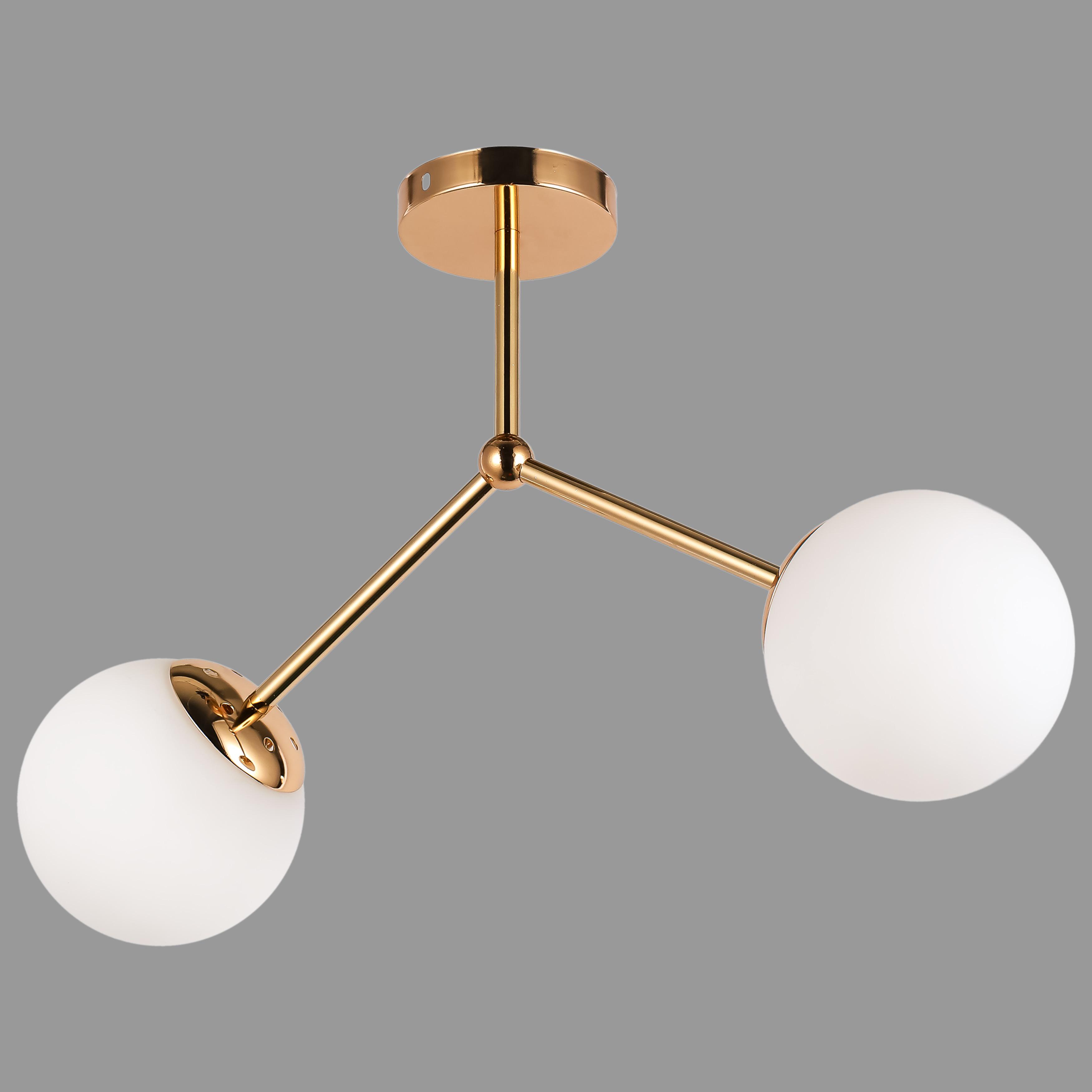 Люстра потолочная с двумя плафонами (52-9811-2 GD+WH) Люстра потолочная с двумя плафонами (52-9811-2 GD+WH)