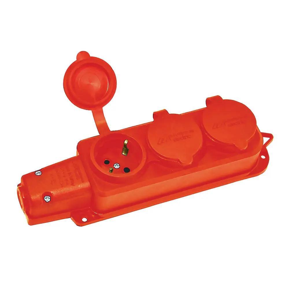 Колодка Mutlusan 3 гнізда з заземленням каучук IP44 16А Помаранчевий (28688538)