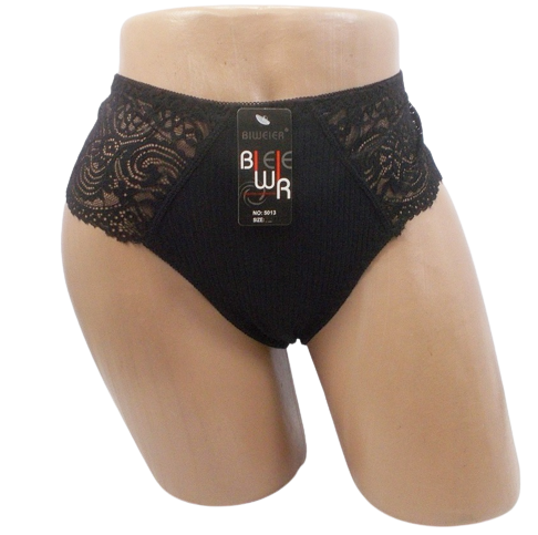 Женские трусики бразилиана Biweier 5013 в рубчик XL Черный (1608522175)