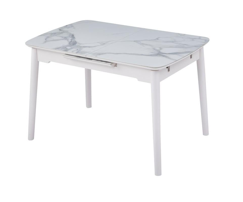 Стол обеденный Vetro Mebel TM-76 раскладной керамика/МДФ/дерево 80х120/40 см Вайт клауд/Розовый блаш (TM-76-white-cloud/pink blush)