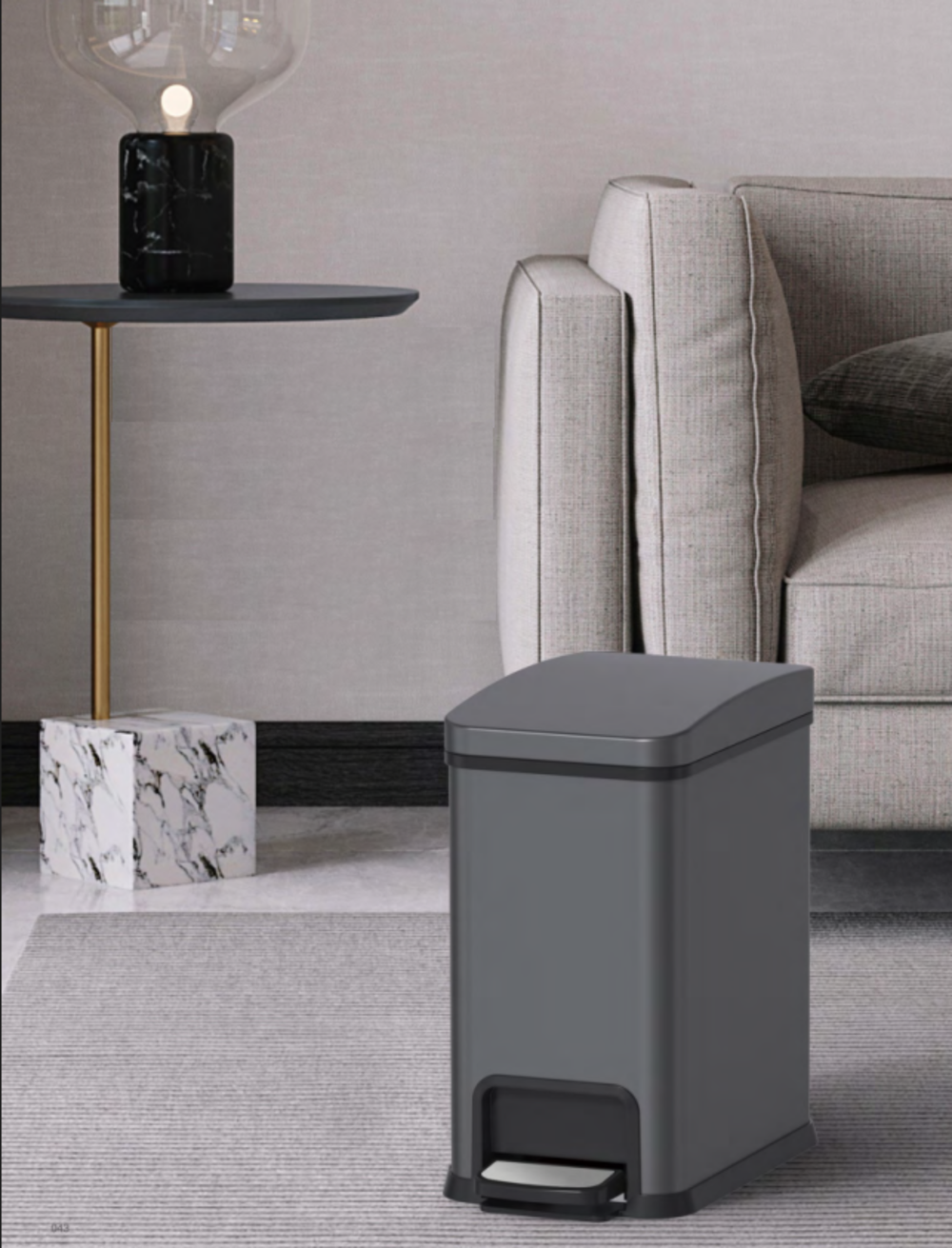 Відро для сміття KOER TC-010108-07 з плавним закриттям прямокутне 8 л Графіт (KR5591) - фото 8