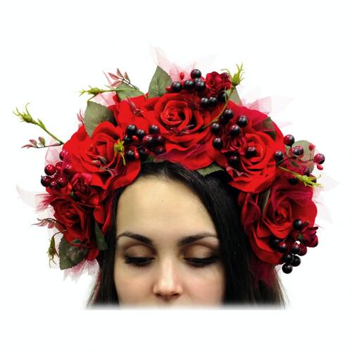 Обруч Фрида с цветами и ягодами Seta Decor 17-712RD-L