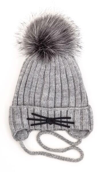 Шапка детская для мальчиков Котик D805 флис 46-52 см Светло-серый