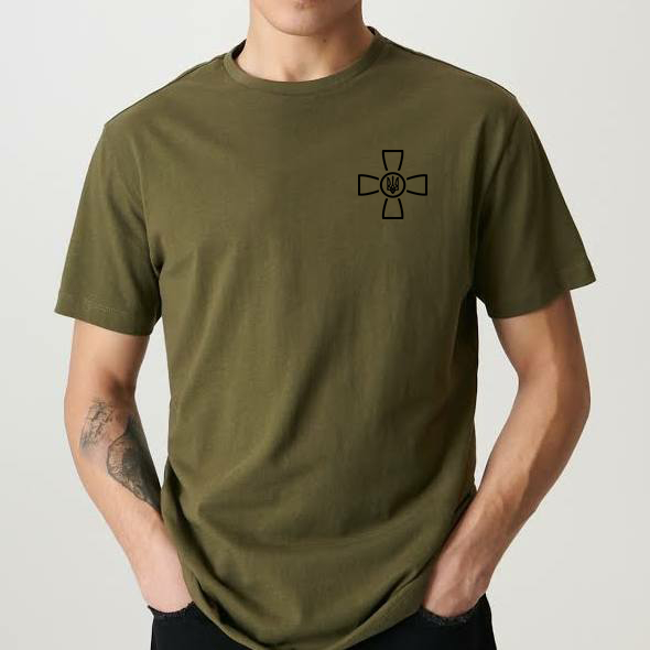 Футболка мужская Stedman с принтом Герб ВСУ S Хаки (УКР96-1606396460)