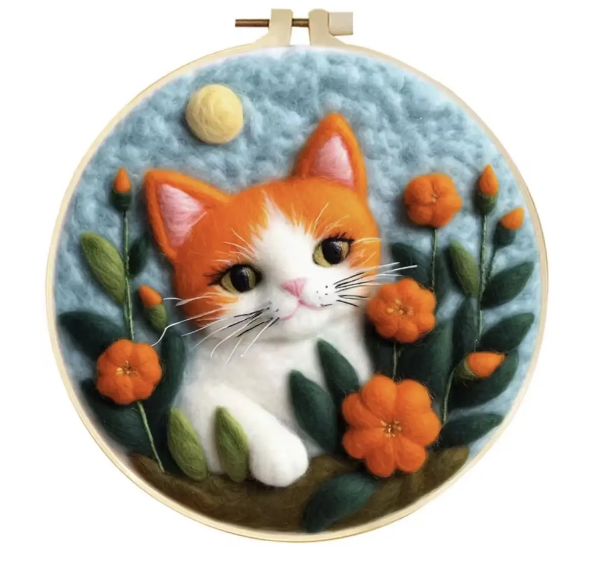 Набор для валяния из шерсти Рыжий котенок в цветах 20 см