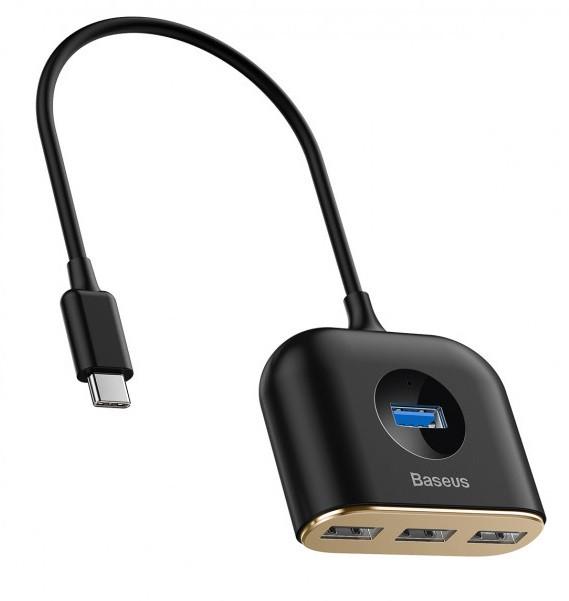 HUB адаптер BASEUS USB Square Round, 4USB, черный - фото 1