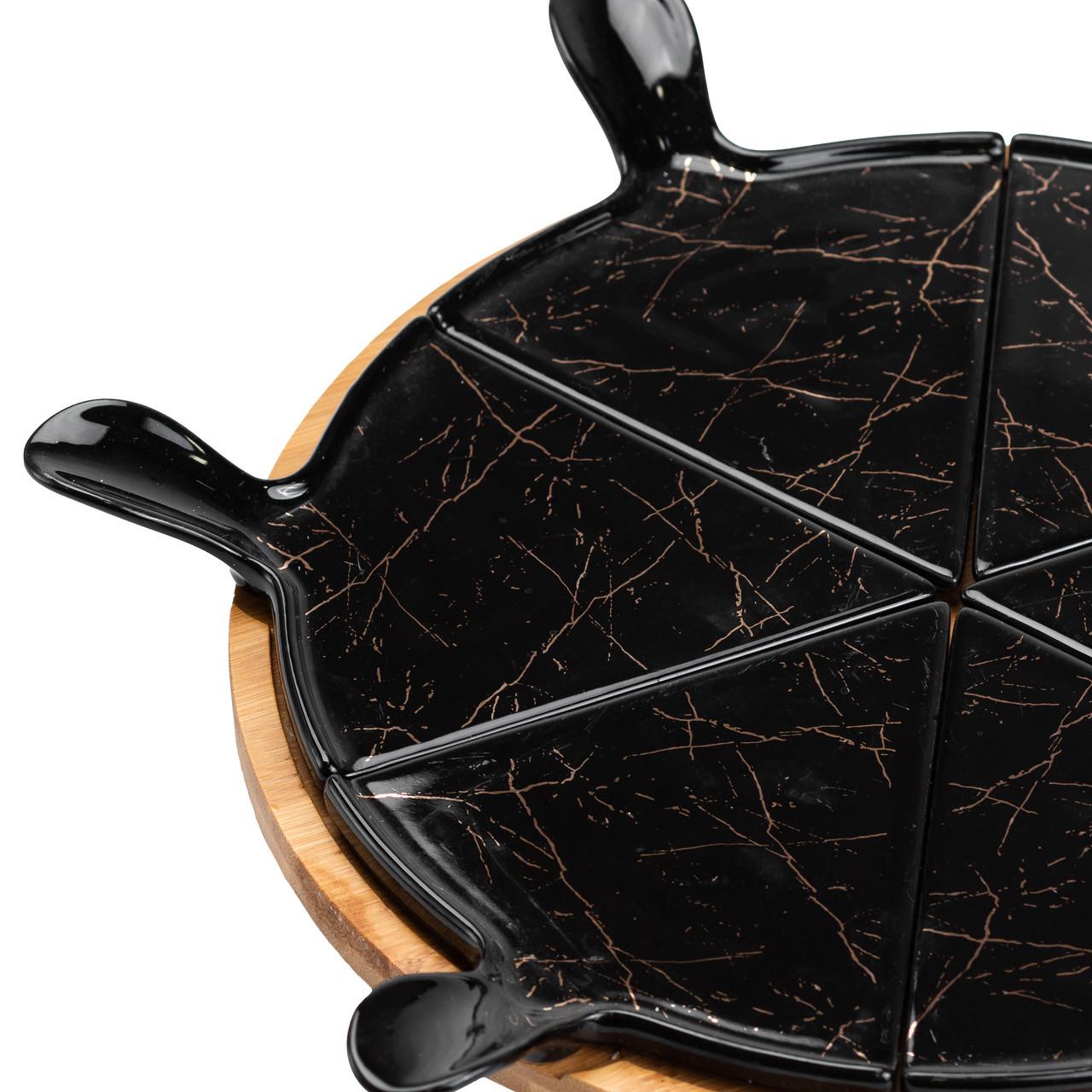 Тарелка для пиццы HP1247 керамическая с вращающейся подставкой 28 см Черный (A-032746) - фото 7