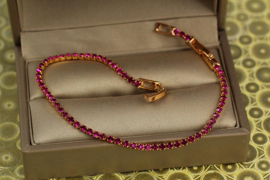 Браслет Xuping Jewelry дорожка из фианитов 21 см х 2 мм Золотистый (2131950598)