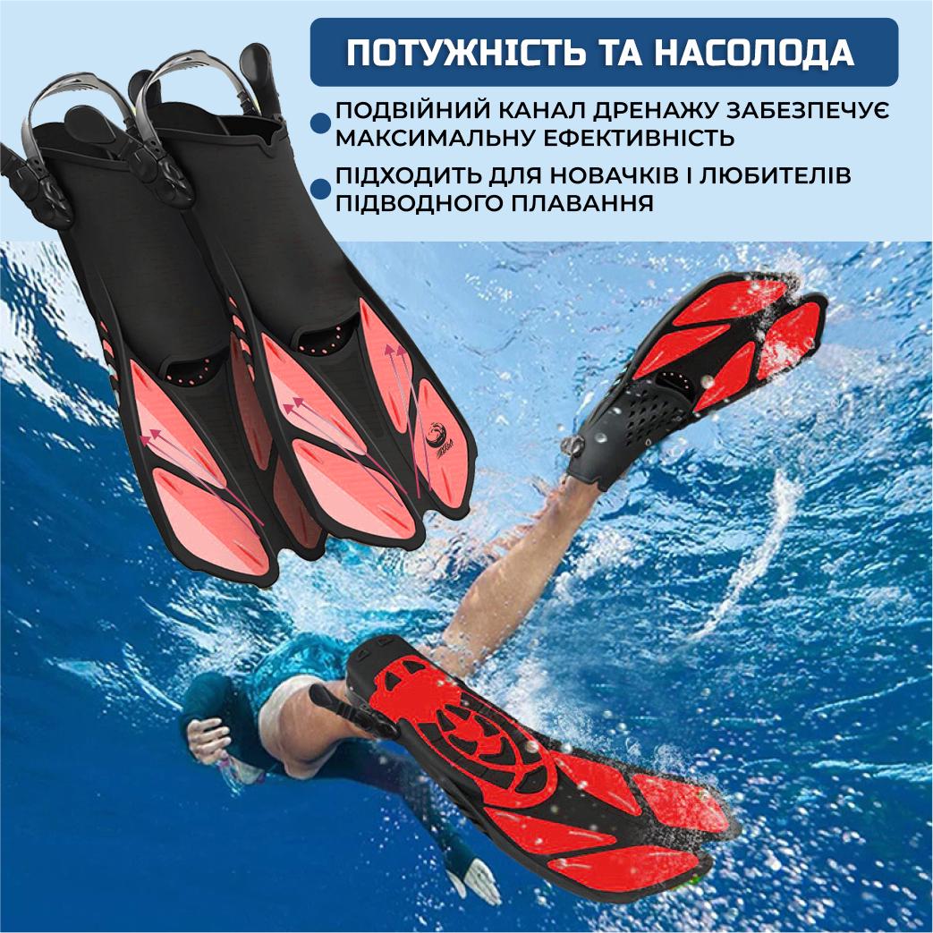 Ласти спортивні VelaSport Shark 36/41 регульовані з відкритою п'ятою Червоний (00818) - фото 7