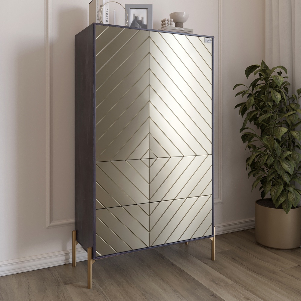 Комод-пенал Lion Амарант 84x40x150 см Бетон темный/Перламутровый металлик (LION-042181)