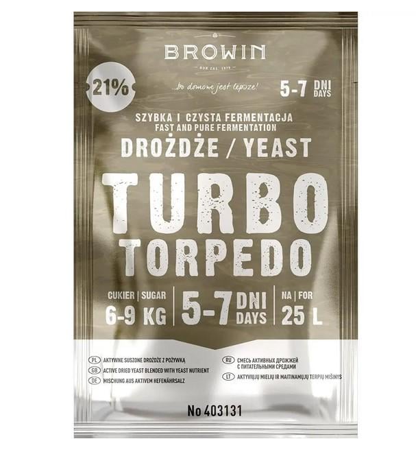 Дрожжи Browin Turbo Torpedo 5-7 дней 21% (ПР 403131)