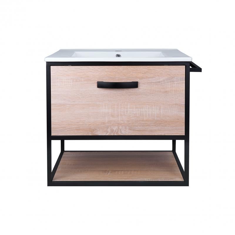 Комплект Q-tap Taurus 600х580х437 Whitish oak тумба подвесная + раковина врезная QT2472TPT603WO (13829)