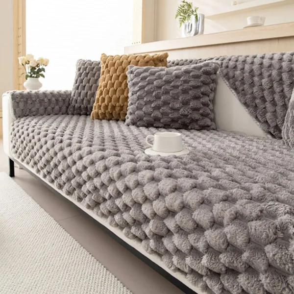 Мягкая накидка на диван или кресло C00440-2 90х160 см Серый - фото 5