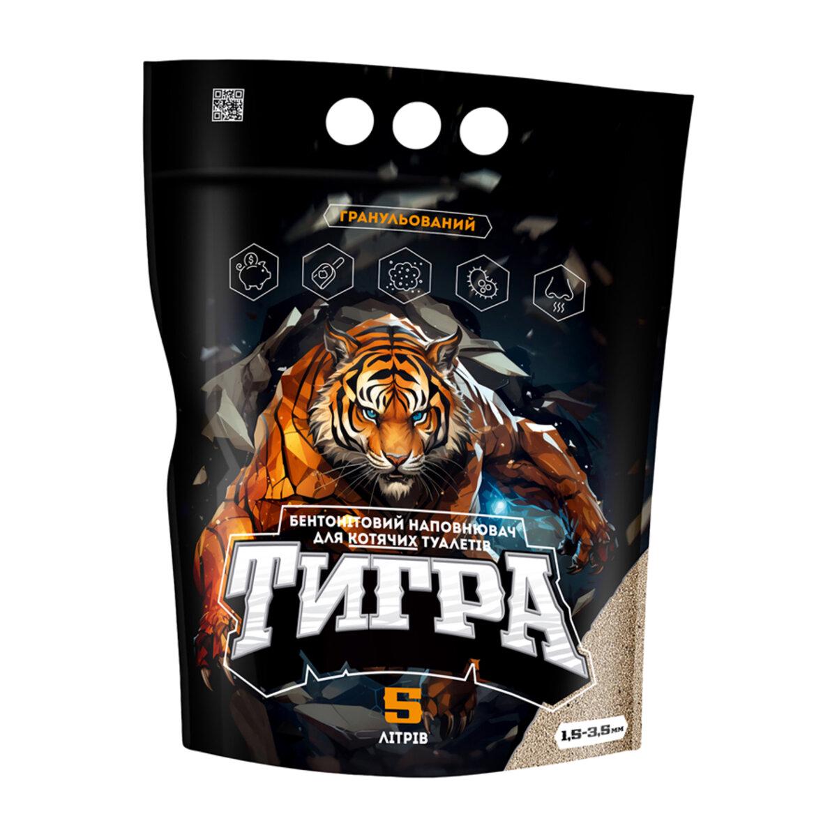 Наполнитель бентонитовый для кошачьих туалетов Тигра Гранулированная гранула стандарт 1,5-3,5 мм 4,3 кг Черный (26030425)
