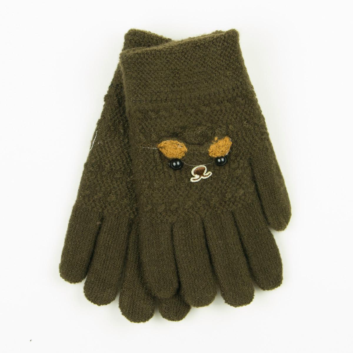 Перчатки для мальчика шерстяные двойные 4-6 лет 19-7-55 Зеленый (DR010178)