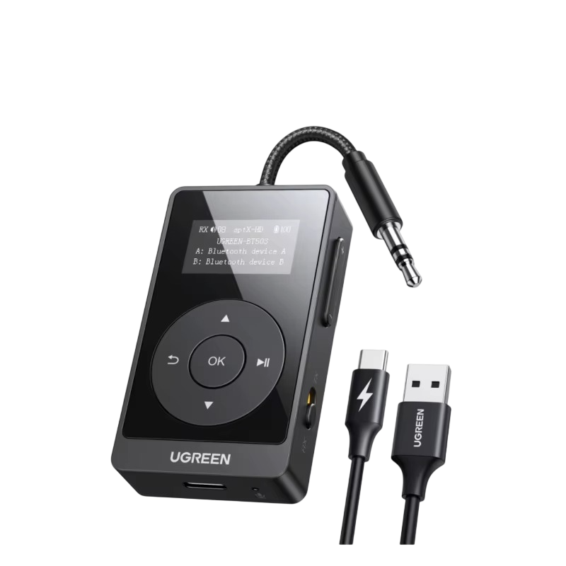 Адаптер передатчик-приемник с микрофоном для звонков Bluetooth 5.3 UGREEN BT503 300 mAh Black (88275)