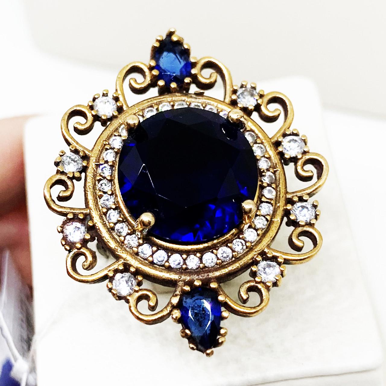 Кольцо серебряное с сапфиром р. 18,5 14,43 г (1597733313)