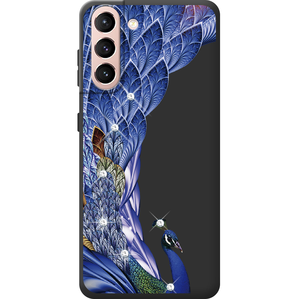 Чехол BoxFace Samsung G991 Galaxy S21 Павлин со стразами Черный силикон (41709-rs7-44632)