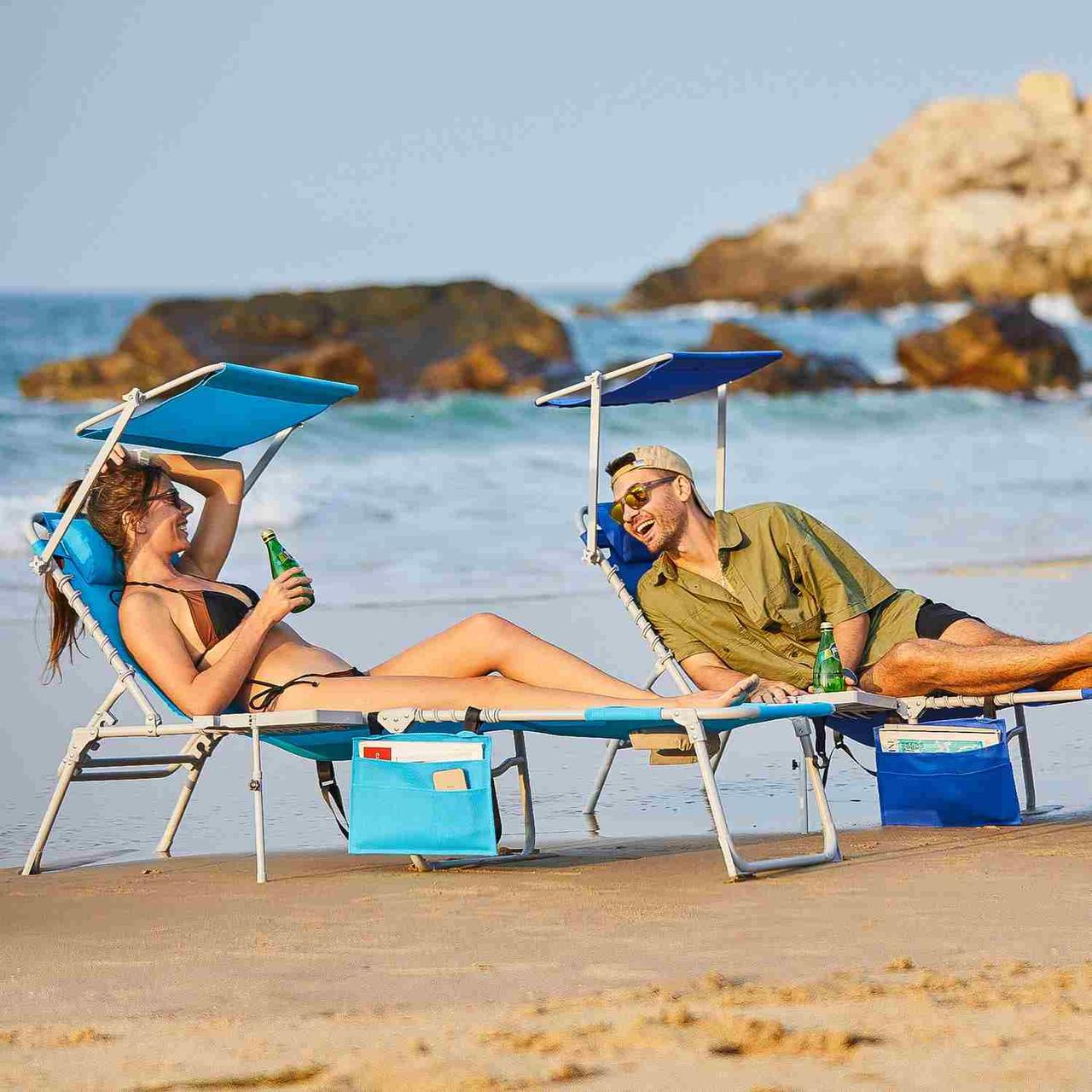 Шезлонг с навесом Wejoy WF2431 Blue (WF2431_BLUE) - фото 4 Шезлонг с навесом Wejoy WF2431 Blue (WF2431_BLUE) - фото 4