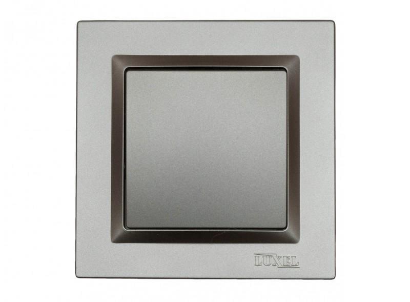 Выключатель одноклавишный Luxel JAZZ 9702Н+9002 с белым механизмом Графитовый (27550865)