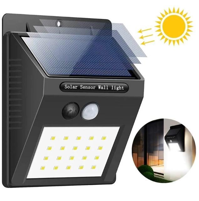 Садовий світильник Solar Motion Sensor Light з датчиком руху та сонячною панеллю Чорний (15467167) - фото 4