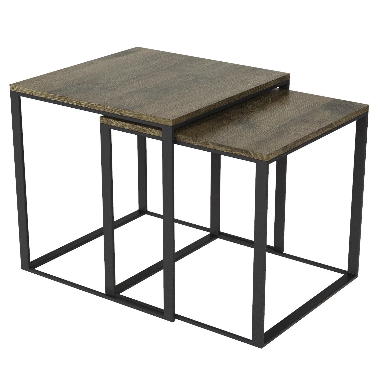 Комплект журнальных столиков Artinhead Ascet ЛДСП/металл Дуб Фрегат/Черный - фото 1 Комплект журнальных столиков Artinhead Ascet ЛДСП/металл Дуб Фрегат/Черный - фото 1