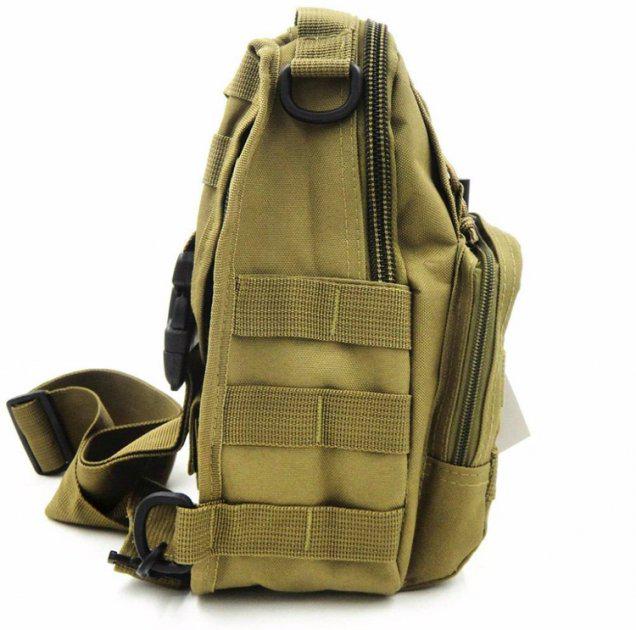 Сумка рюкзак через плече H&S Tactic Bag 600D чоловіча повсякденна міська Оліва (ftlx-585) - фото 5