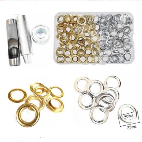 Набор для установки люверсов 20 мм 3 инструмента/50 люверсов Серебристый/Золотистый (5235)