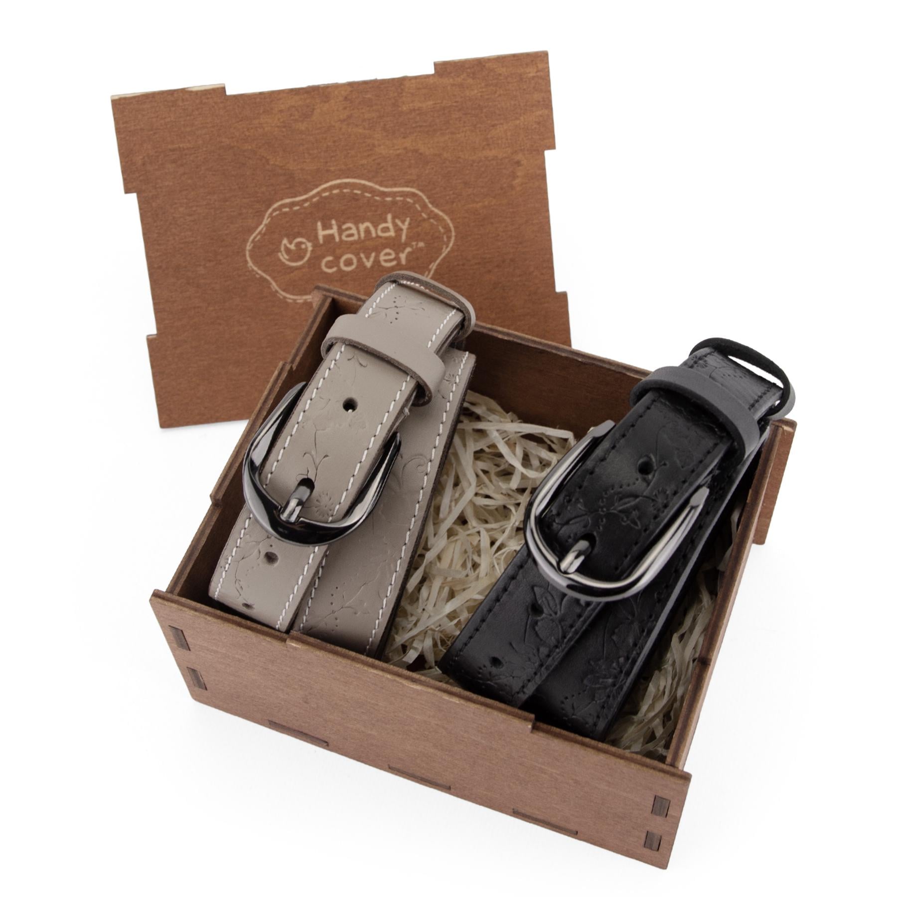 Подарочный набор женский №102 ремни в коробке Черный/Мокко (2904181438)