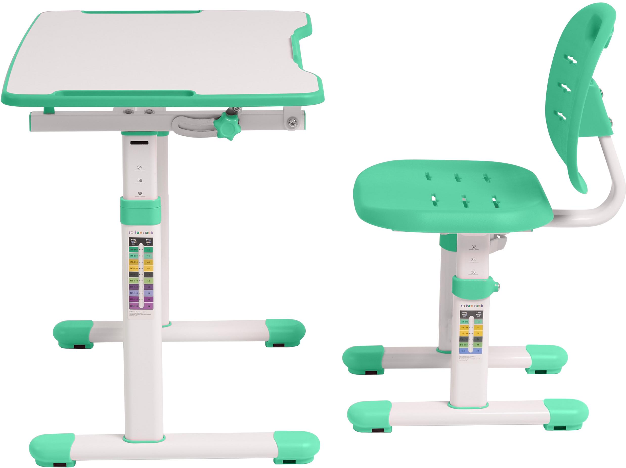 Комплект FunDesk Omino школьная парта/стул с настольной лампой Green (3866333) - фото 4 Комплект FunDesk Omino школьная парта/стул с настольной лампой Green (3866333) - фото 4