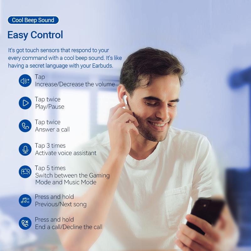 Навушники бездротові Vention Elf E05 Bluetooth 5.3 TWS шумозаглушення 22 год відтверення 13 мм AAC/SBC Hi-Fi Низька затримка Чорний (NBOB0) - фото 11