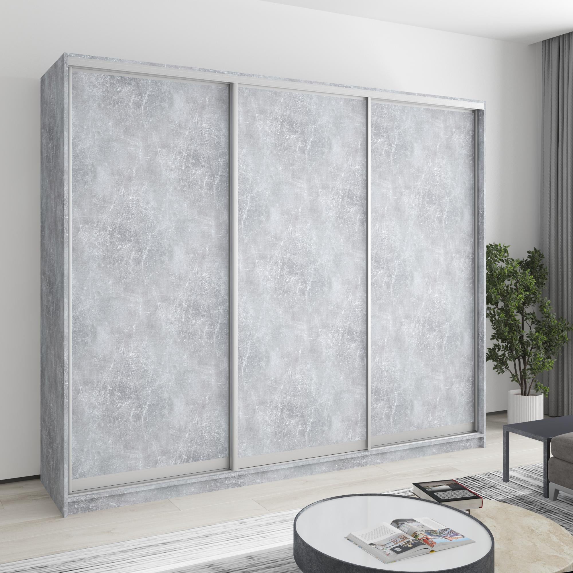 Шкаф-купе трехдверный MebelStar Комбо AL 3ДСП 250x60x210 см Бетон (MBS-3325)