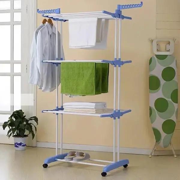 Сушарка для білизни складна Garment Rack With Wheels K-1030 30 кг Білий/Блакитний (1-2-9806) - фото 4