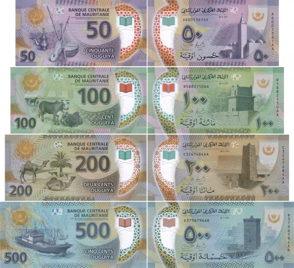 Коллекционный набор из 4 банкнот Мавритания 2017 полимер UNC 50/100/200/500 угий Коллекционный набор из 4 банкнот Мавритания 2017 полимер UNC 50/100/200/500 угий