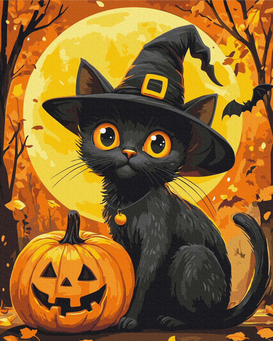 Картина по номерам Brushme Хэллоуинский кот 40x50 см (BS54186)