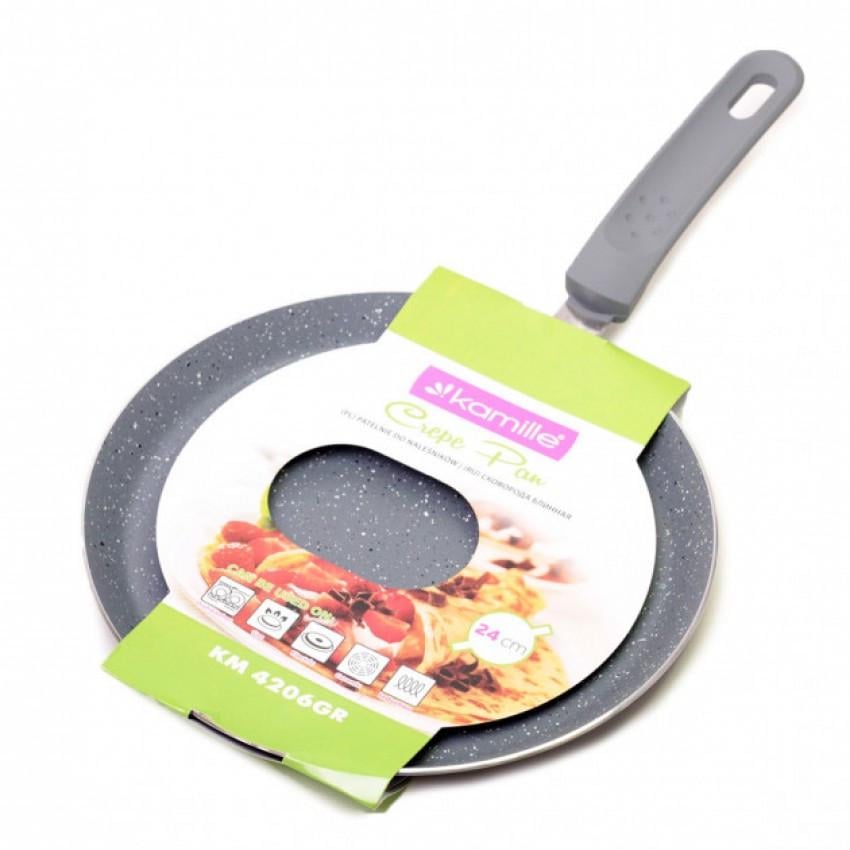 Сковорода Kamille КМ-4206GR из алюминия с гранитным покрытием 24 см