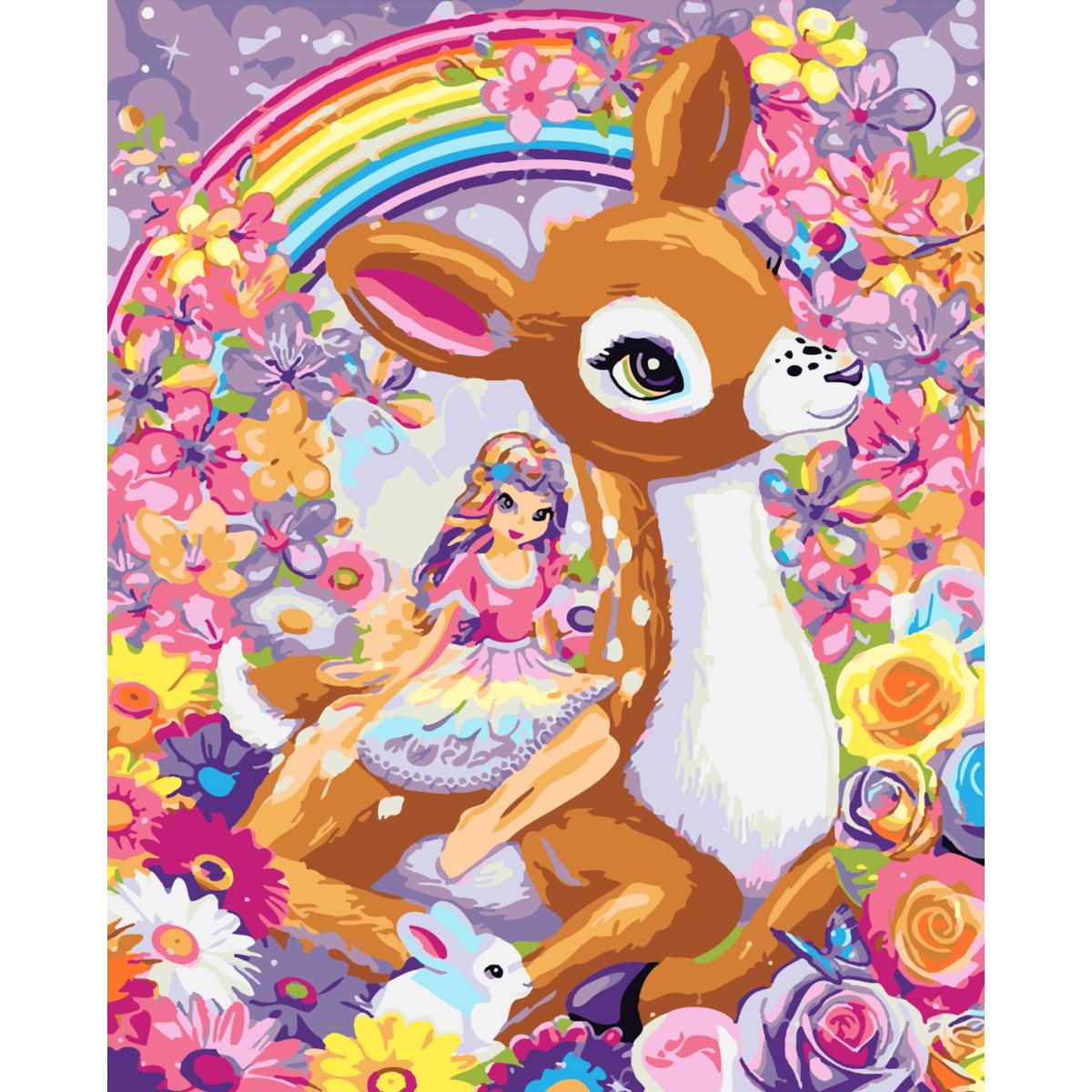 Картина по номерам Strateg Сказочная фея вместе с оленем 30x40 см (SS-6432)