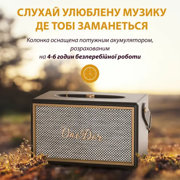 Колонка OneDer D6 BT/TF/USB/AUX 40 Вт Коричневий - фото 4 Колонка OneDer D6 BT/TF/USB/AUX 40 Вт Коричневий - фото 4