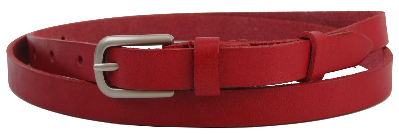 Ремень узкий кожаный Skipper 1,5 см Красный