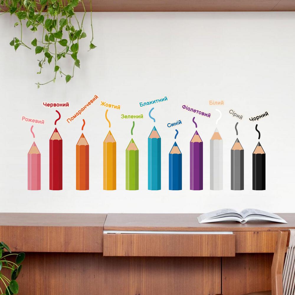 Наклейки на стену LIPKO Цвета с карандашами для обучения 29х120 см (801)