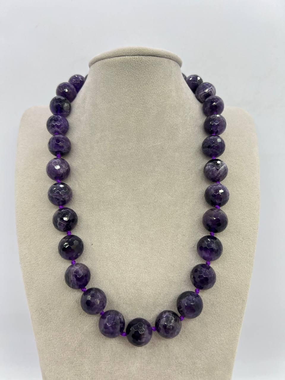 Бусы аметист 14 мм 44 см Фиолетовый (11600)