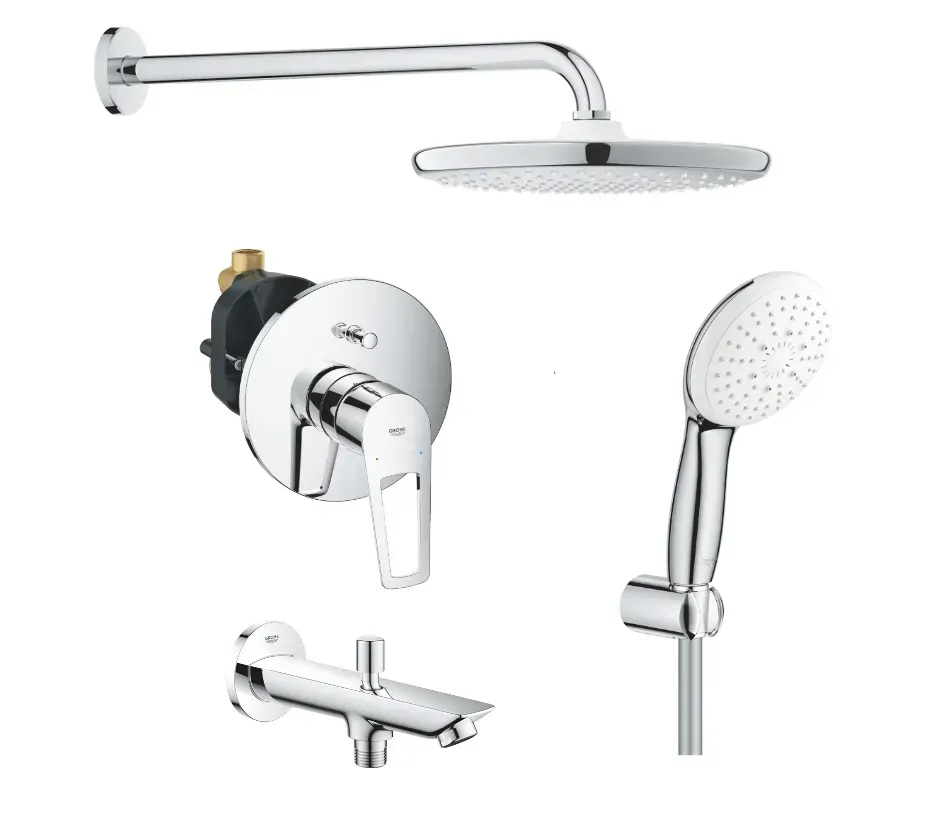 Душова система прихованого монтажу з виливом Grohe BauLoop New для ванни Хром (UA2697607013S)