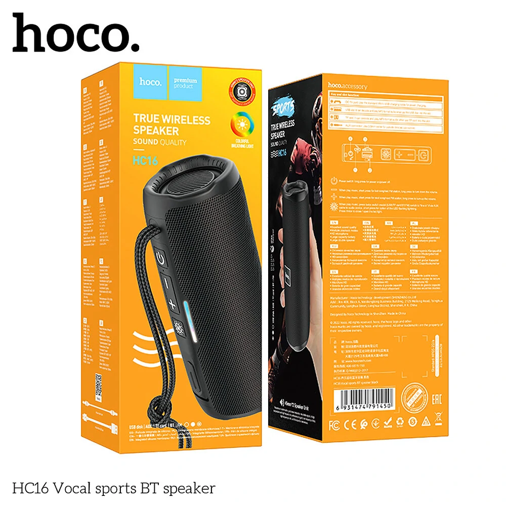 Колонка портативна Hoco HC16 Bluetooth 5,3 AUX USB 1200 мАч Чорний (875293872952332) - фото 3