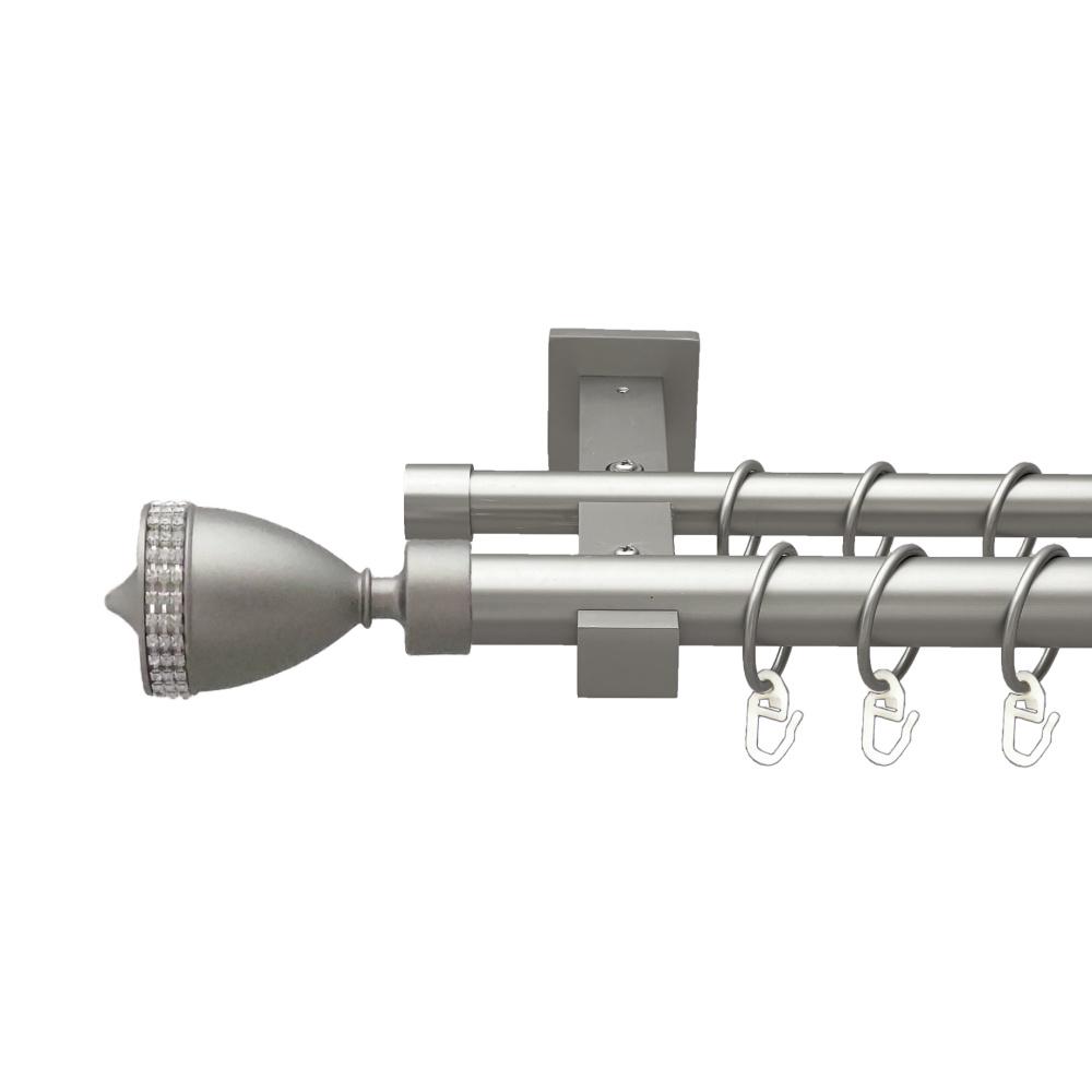 Карниз Orvit Етернія металевий дворядний техно гладка труба кільце металеве 25/19 мм 160 см Сатин (00-00026373)