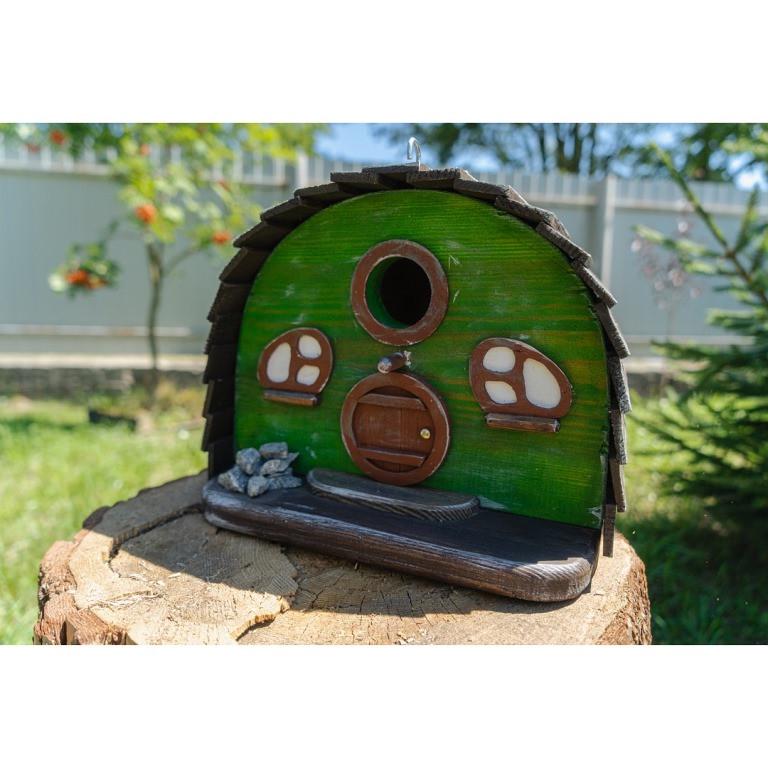 Скворечник Домик Хоббита из дерева обработанного масло-воском 31х23х25 см - фото 3