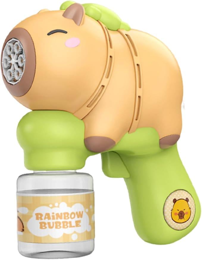 Пистолет игрушка для детей Капибара для мыльных пузырей от батареек ААА автоматический
