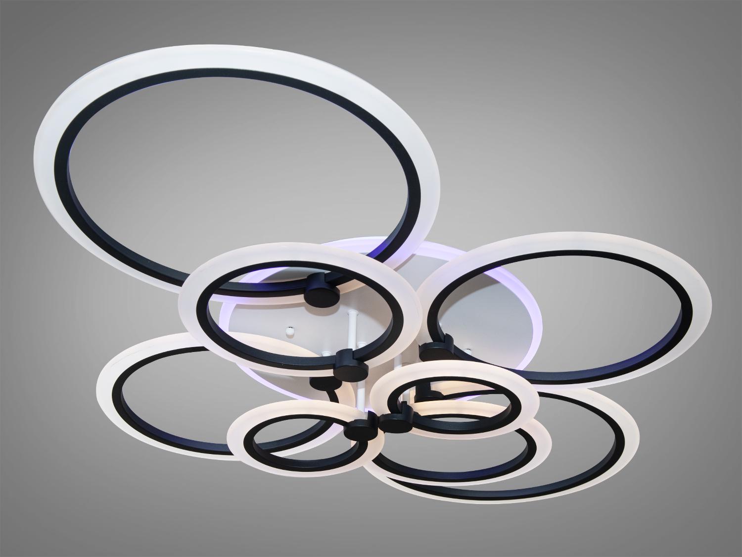 Люстра LED с пультом управления и подсветкой Черный (A8022/8BK LED 3color)